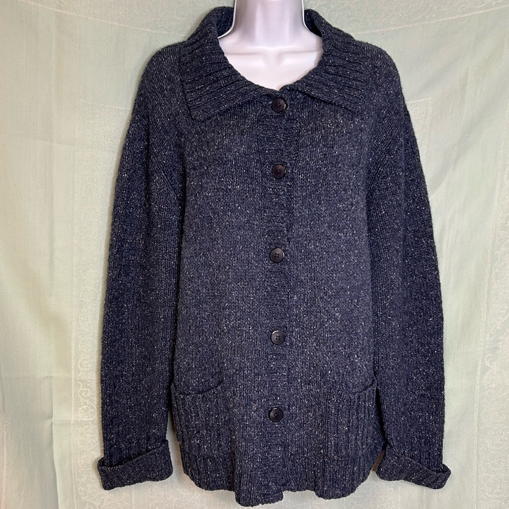 AE Sport & Co Plus Size Button Up Blue Wool Cotton Blend Cardigan 1X